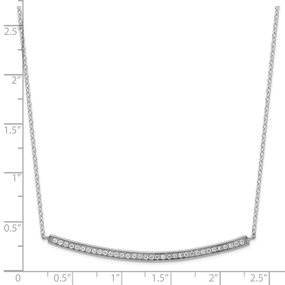 Sterling Silver Rhodium-plated CZ w/ ext. Bar Necklace