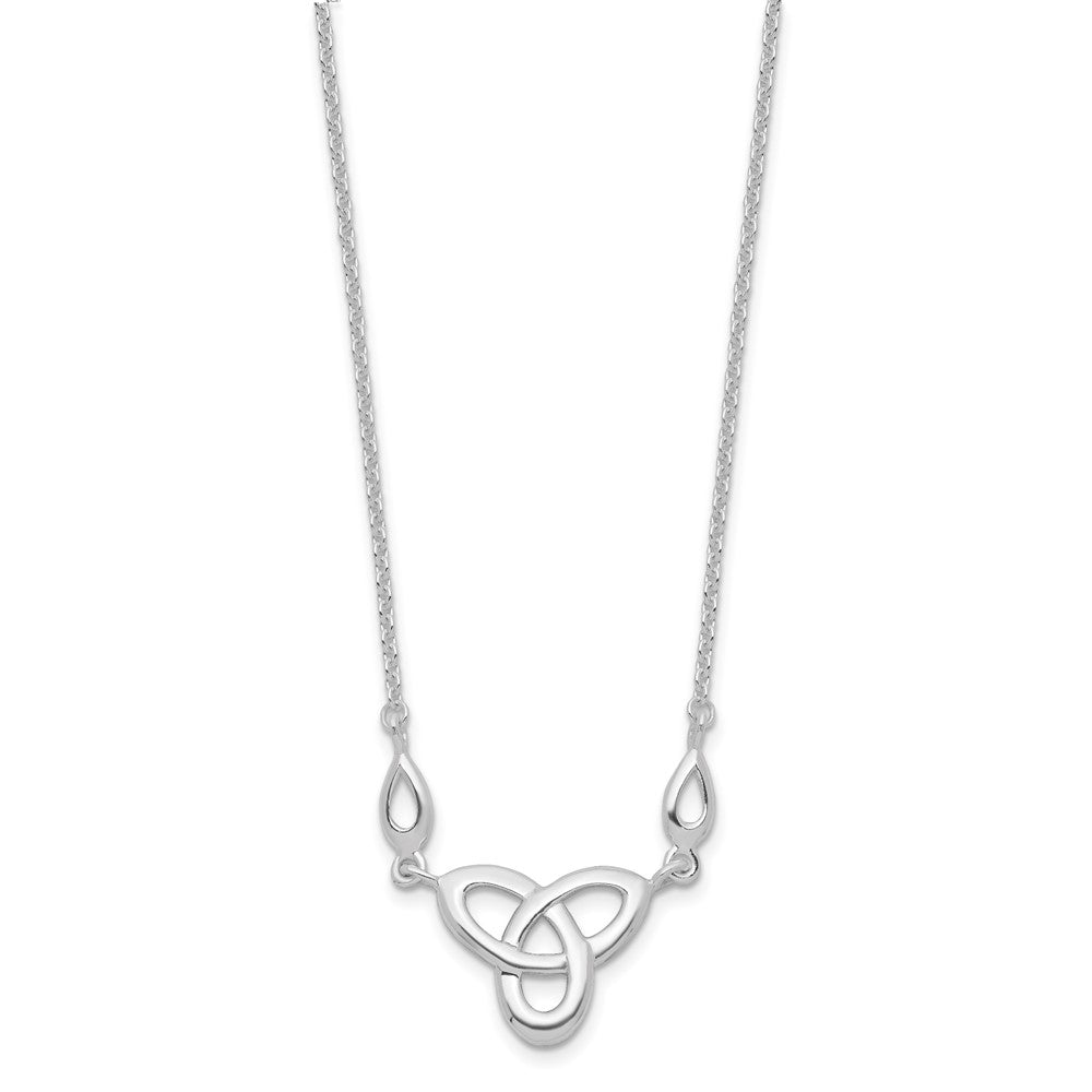 Sterling Silver Rhodium-plated Celtic Knot w/1.5in Ext Necklace