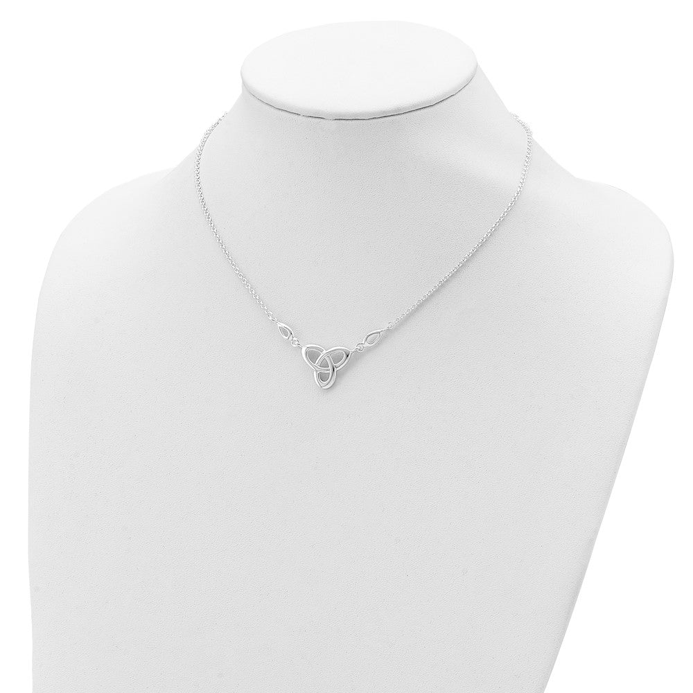 Sterling Silver Rhodium-plated Celtic Knot w/1.5in Ext Necklace