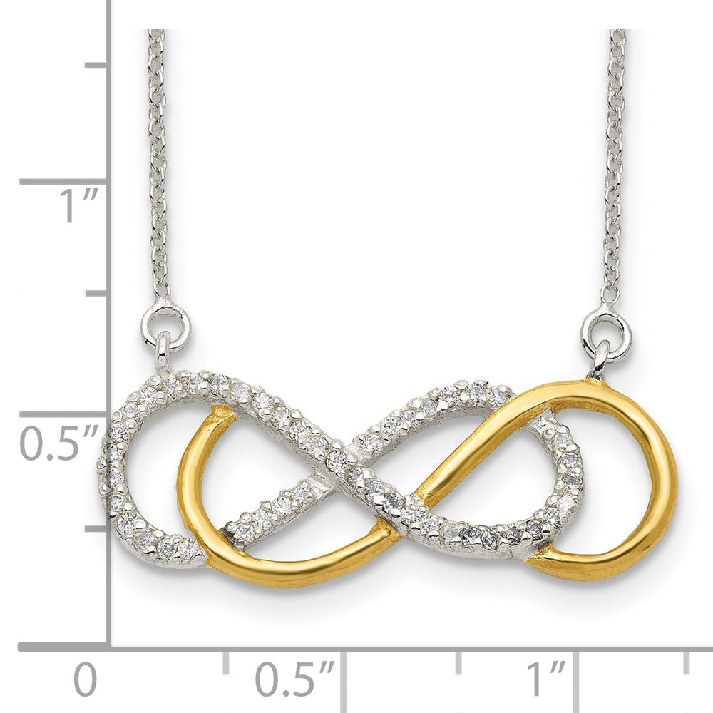 Sterling Silver Flash Gold-plated CZ Infinity Necklace