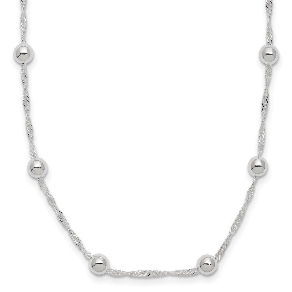 Sterling Silver Polished Beaded Necklace