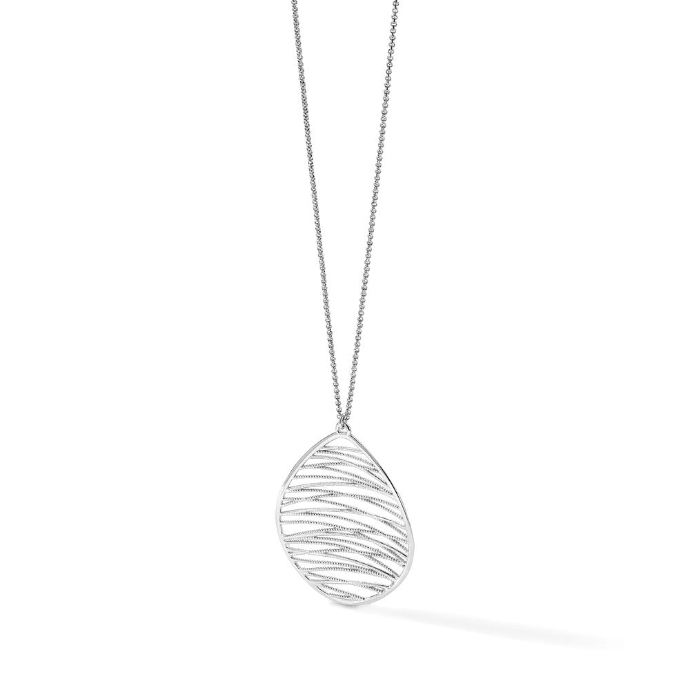 Sterling Silver Rhodium-plated Polished w/ 1.75in Ext. Necklace