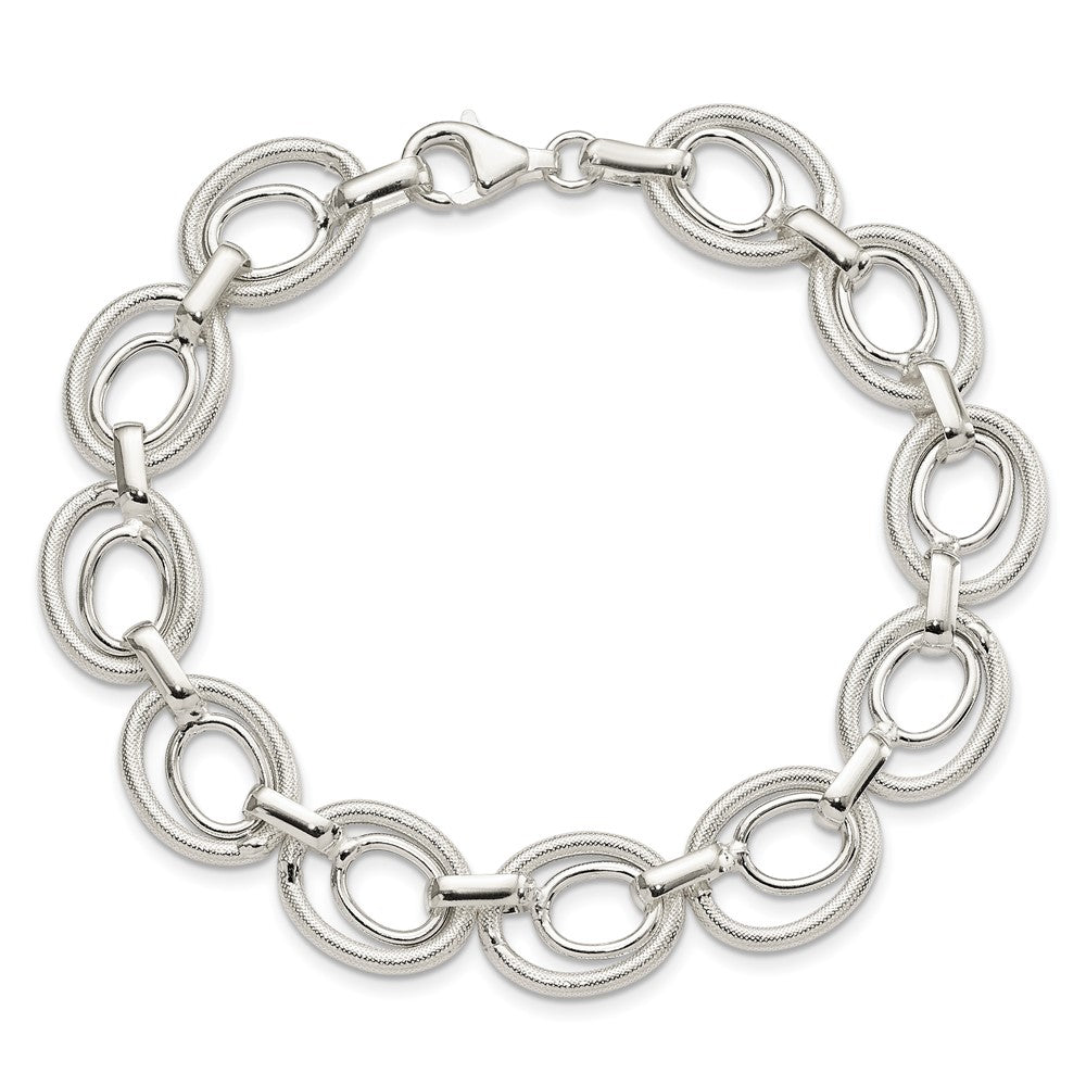 Sterling Silver Polished And Textured Link Bracelet