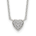 Sterling Silver Rhodium-plated Polished CZ Heart 16 inch Necklace