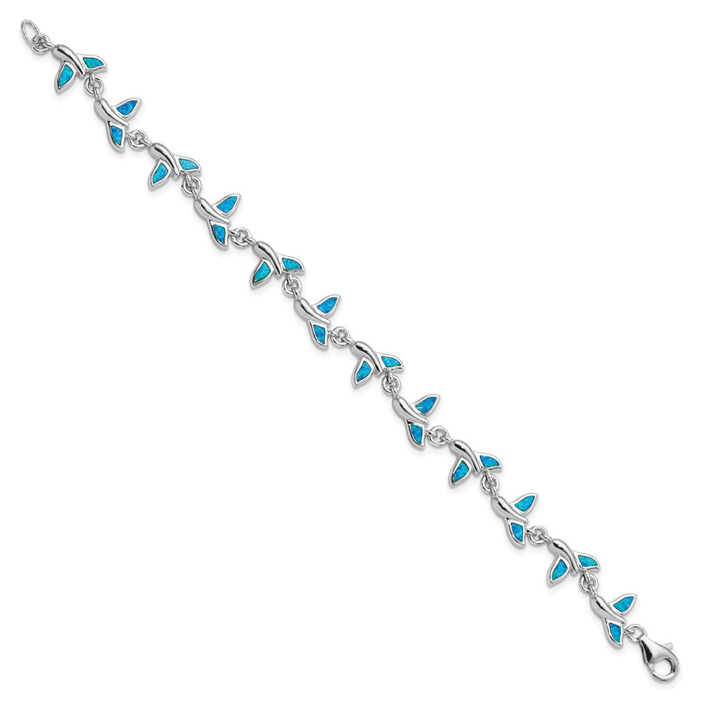 Sterling Silver Rhodium-Plated Whale Tail 7.75in Bracelet