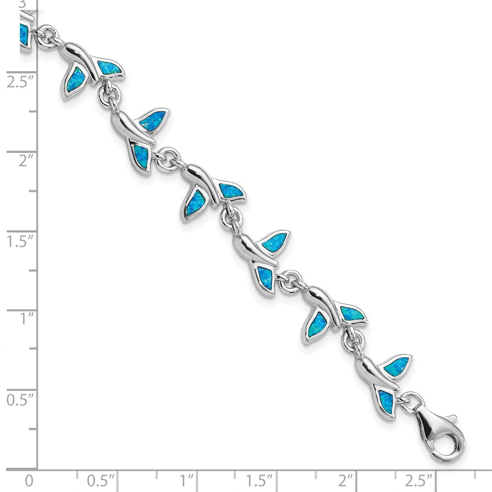Sterling Silver Rhodium-Plated Whale Tail 7.75in Bracelet