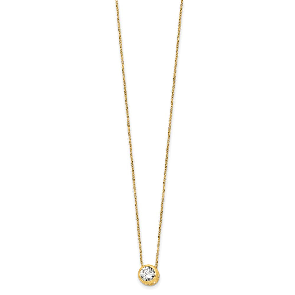 Sterling Silver Gold-tone Polished CZ Necklace