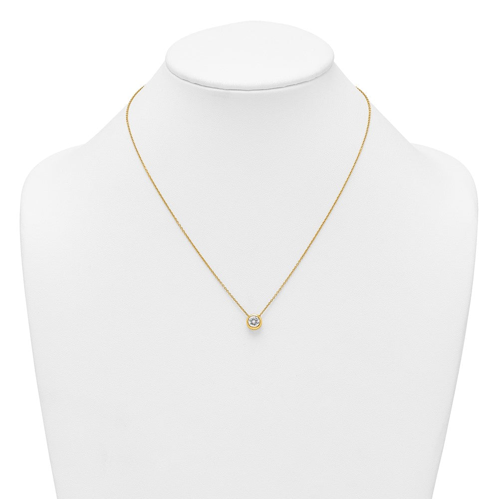 Sterling Silver Gold-tone Polished CZ Necklace
