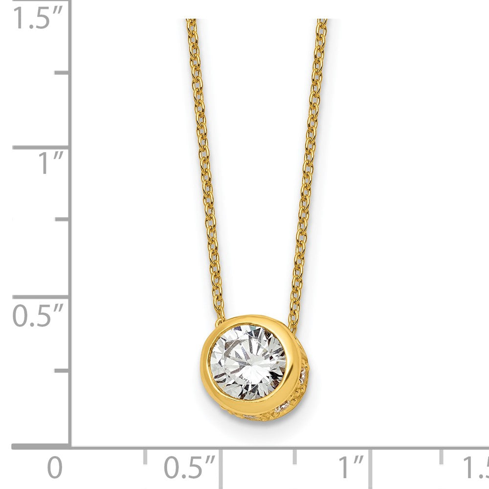 Sterling Silver Gold-tone Polished CZ Necklace