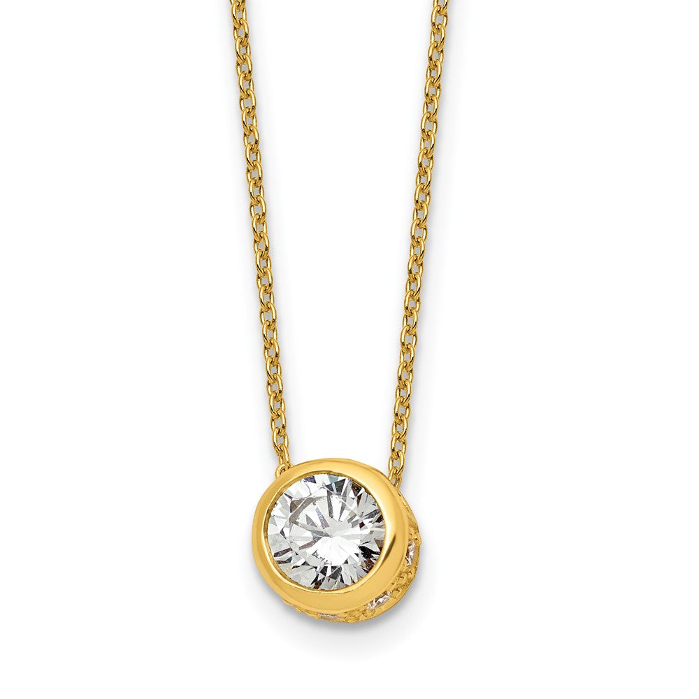 Sterling Silver Gold-tone Polished CZ Necklace