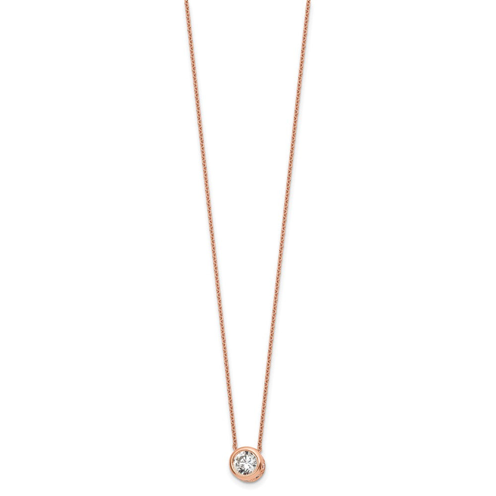 Sterling Silver Rose-tone Polished White CZ Necklace