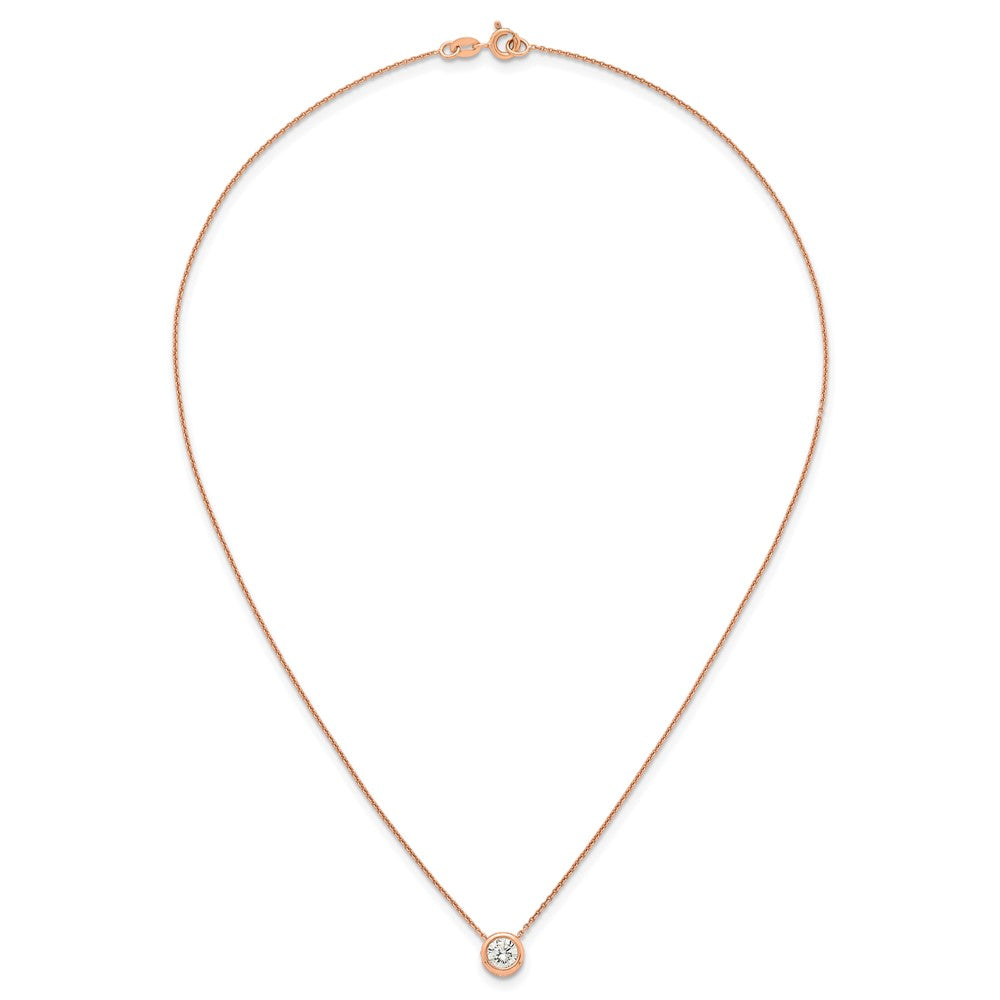 Sterling Silver Rose-tone Polished White CZ Necklace