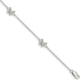 Sterling Silver RH-pltd Polished CZ Butterfly w/1in ext. Children's Bracele