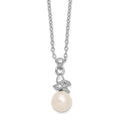 Sterling Silver Rhodium-plated 6-7mm White FW Cultured Pearl CZ Pendant