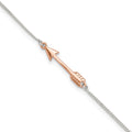 Sterling Silver with Rose-tone Polished Arrow Plus ext. Anklet