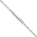 Sterling Silver Polished CZ Bar Plus Ext. Anklet