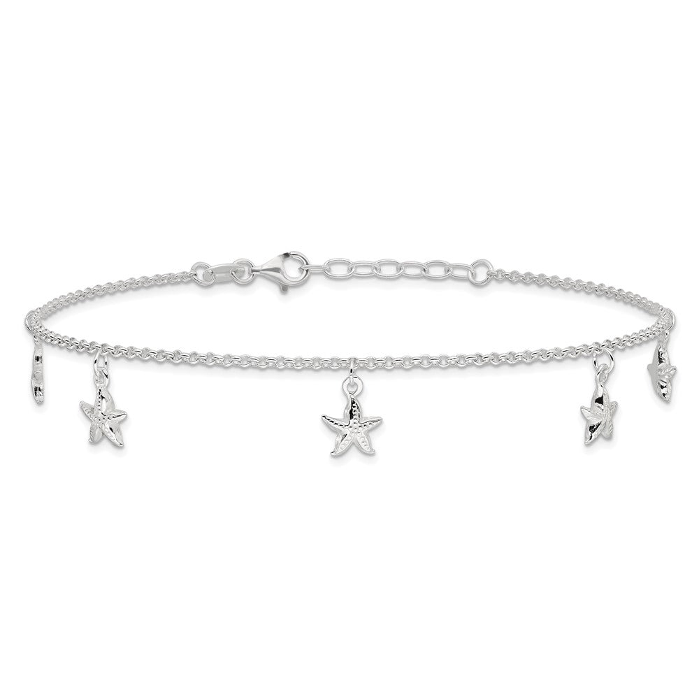 Sterling Silver Starfish Dangles Plus Ext. Anklet