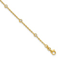 Sterling Silver Gold-tone Polished w/CZ Plus ext. Anklet