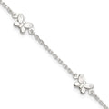 Sterling Silver Polished Butterfly 9in Plus 1in Ext Anklet
