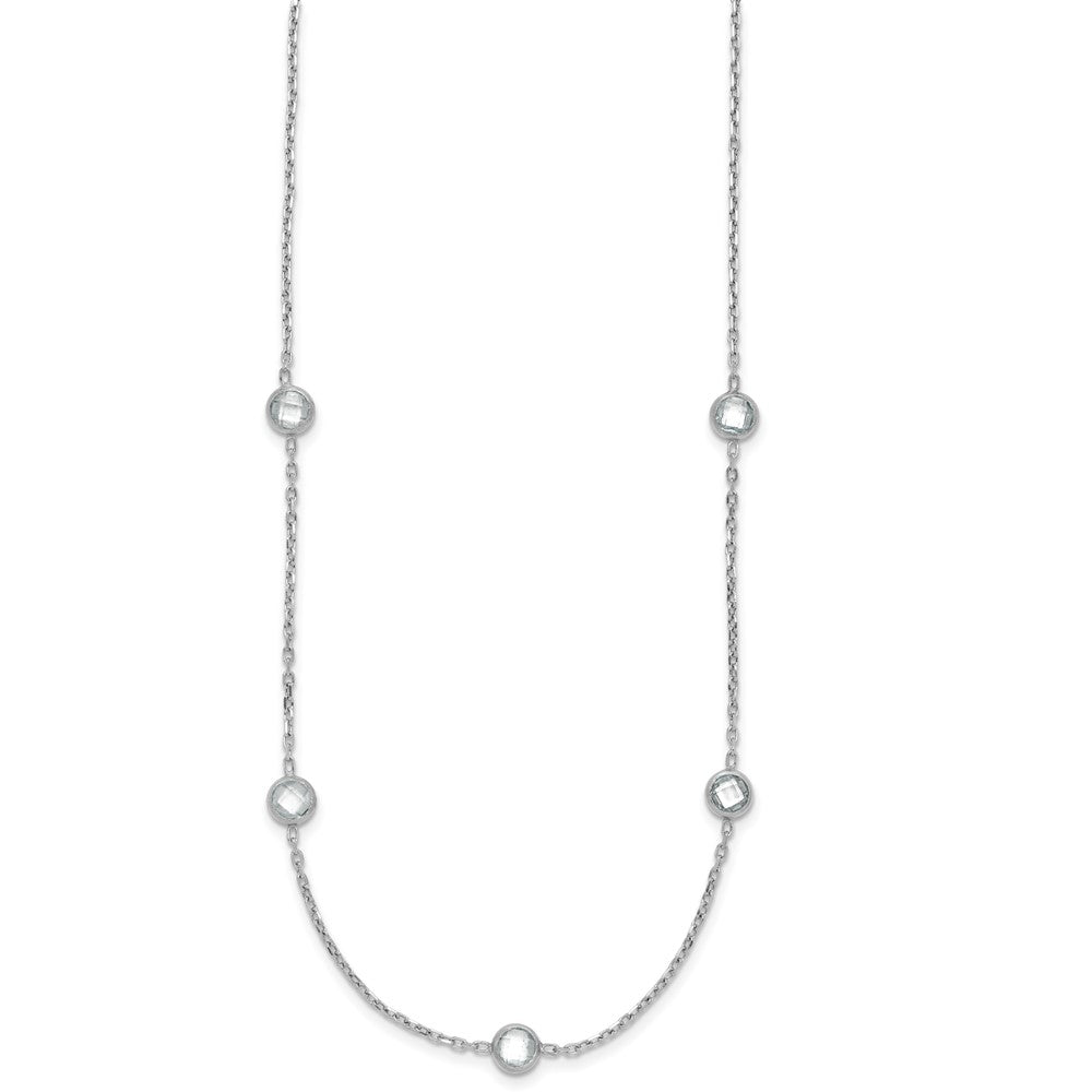 Sterling Silver Rhodium-plated 16-Station CZ Polished Necklace