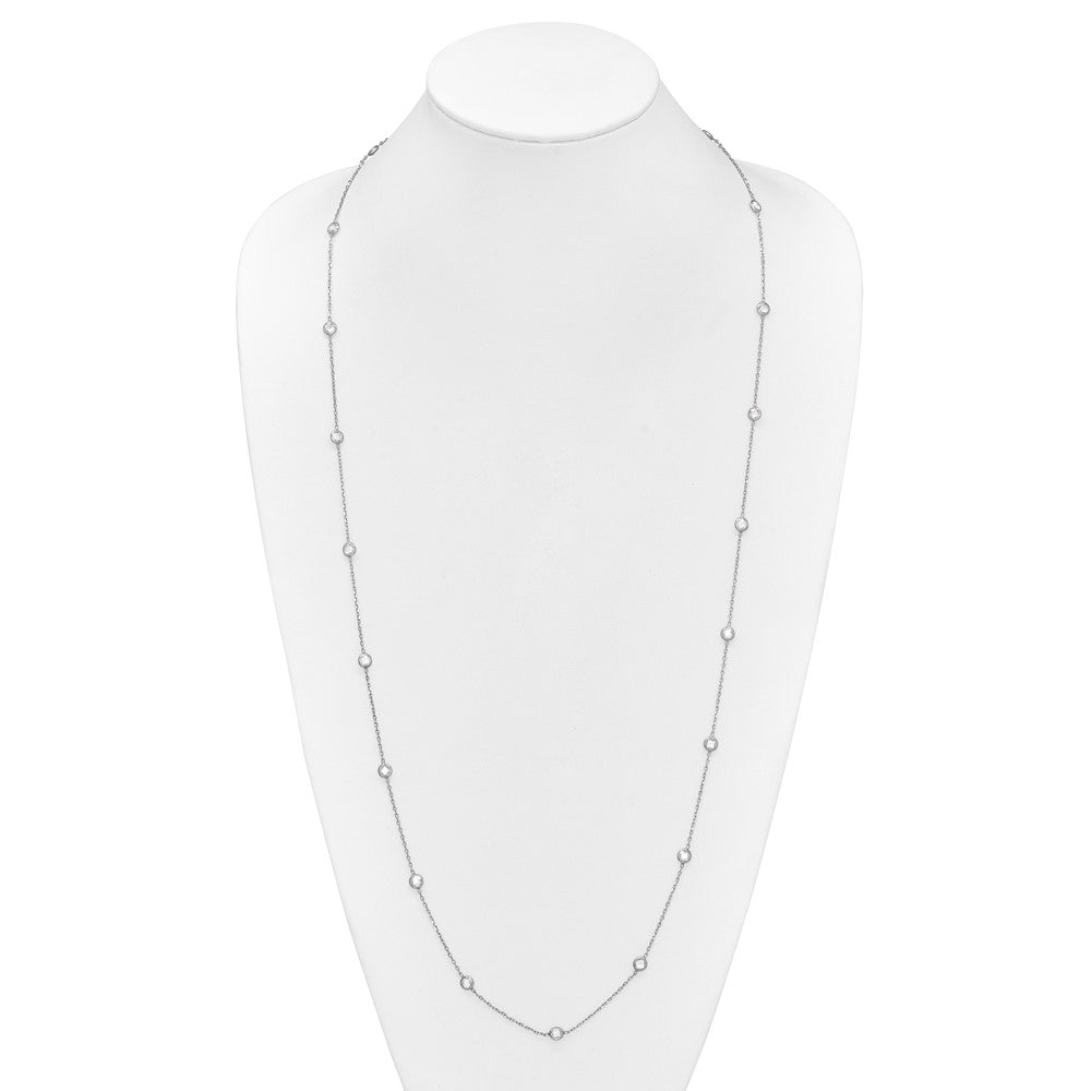 Sterling Silver Rhodium-plated 16-Station CZ Polished Necklace