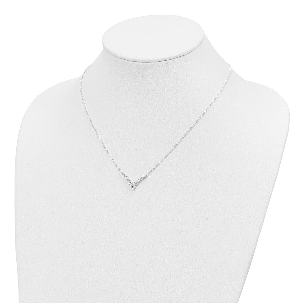 Sterling Silver Fancy-V Bar CZ Necklace