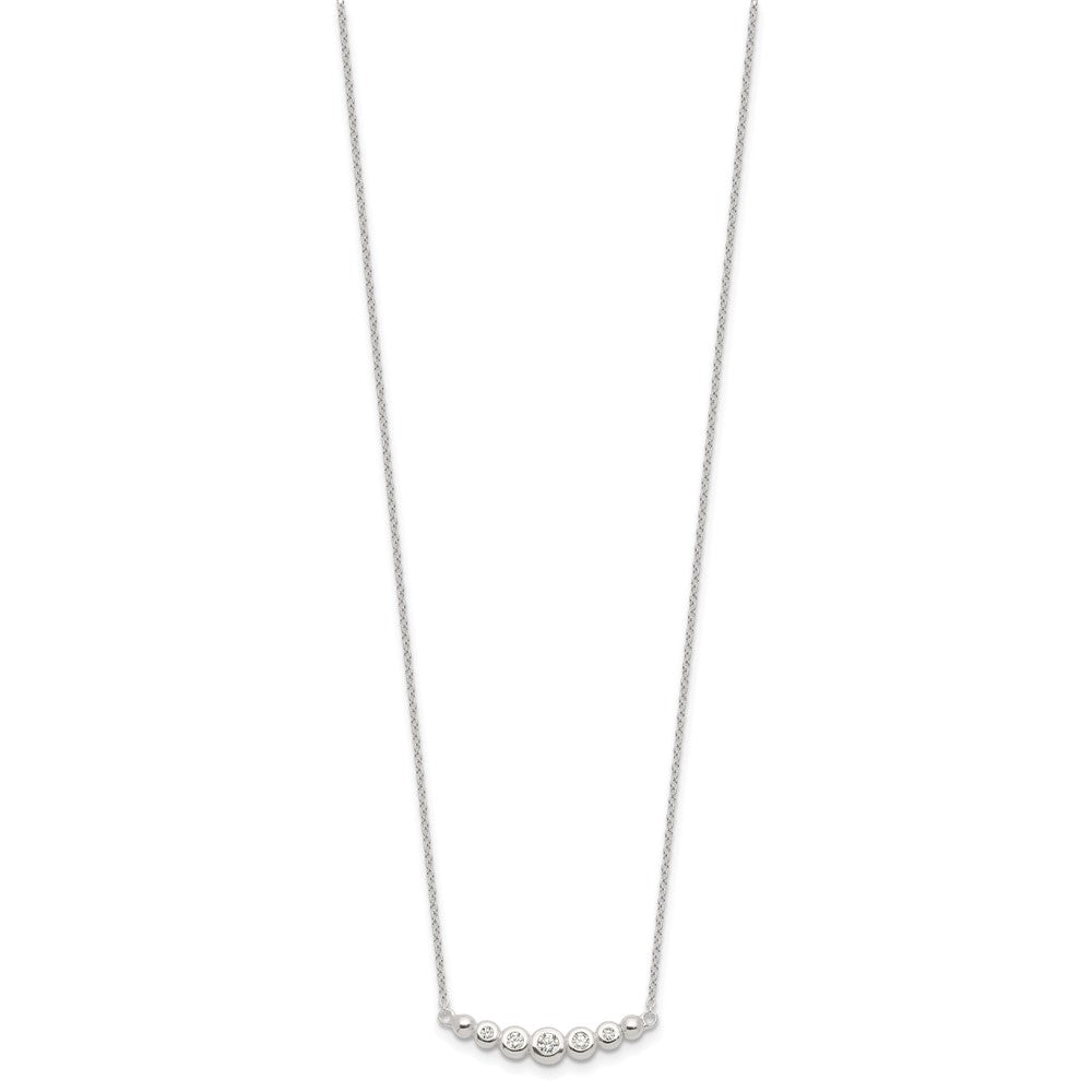Sterling Silver Graduated CZ 18in Bar Necklace