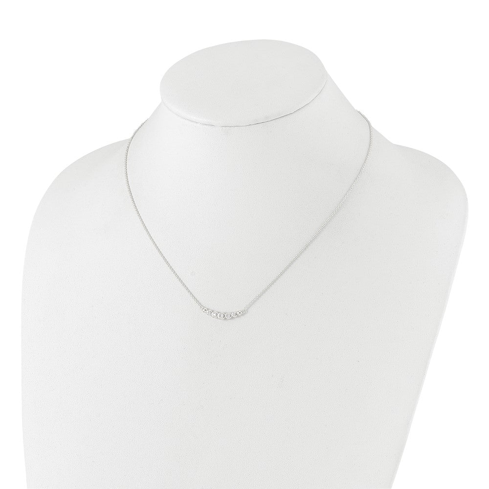 Sterling Silver Graduated CZ 18in Bar Necklace