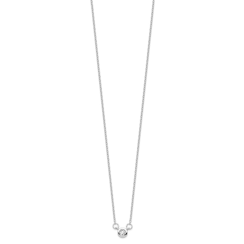 Sterling Silver Rhodium-plated 19in Bezel-set 5mm CZ Necklace
