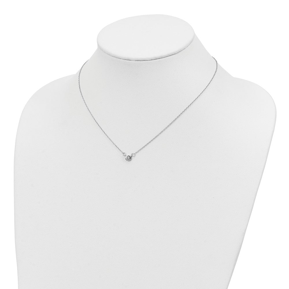 Sterling Silver Rhodium-plated 19in Bezel-set 5mm CZ Necklace