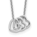 Sterling Silver Rhodium-plated 18in Hearts Necklace