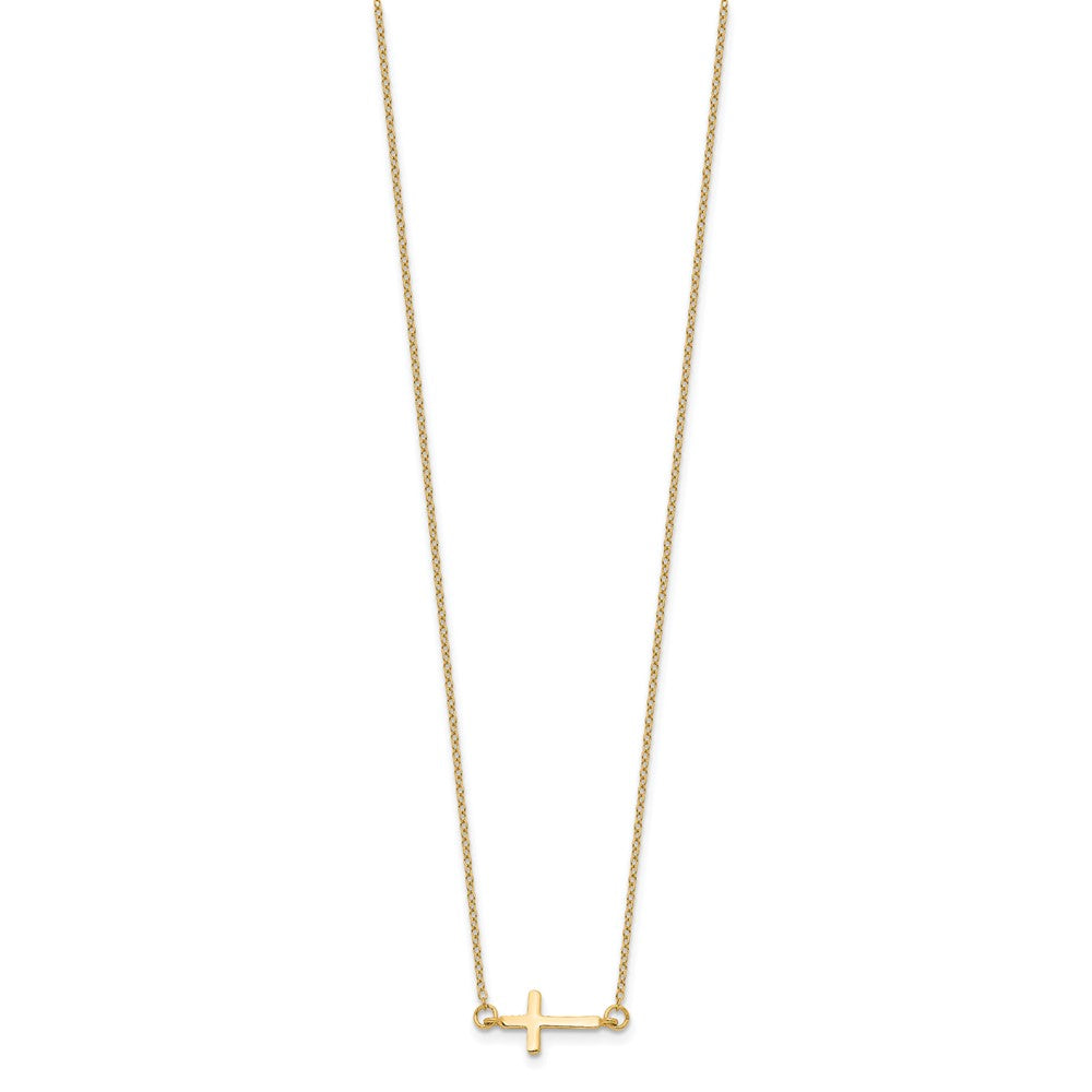 Sterling Silver Gold-plated w/ 2in ext. Sideways Cross Necklace