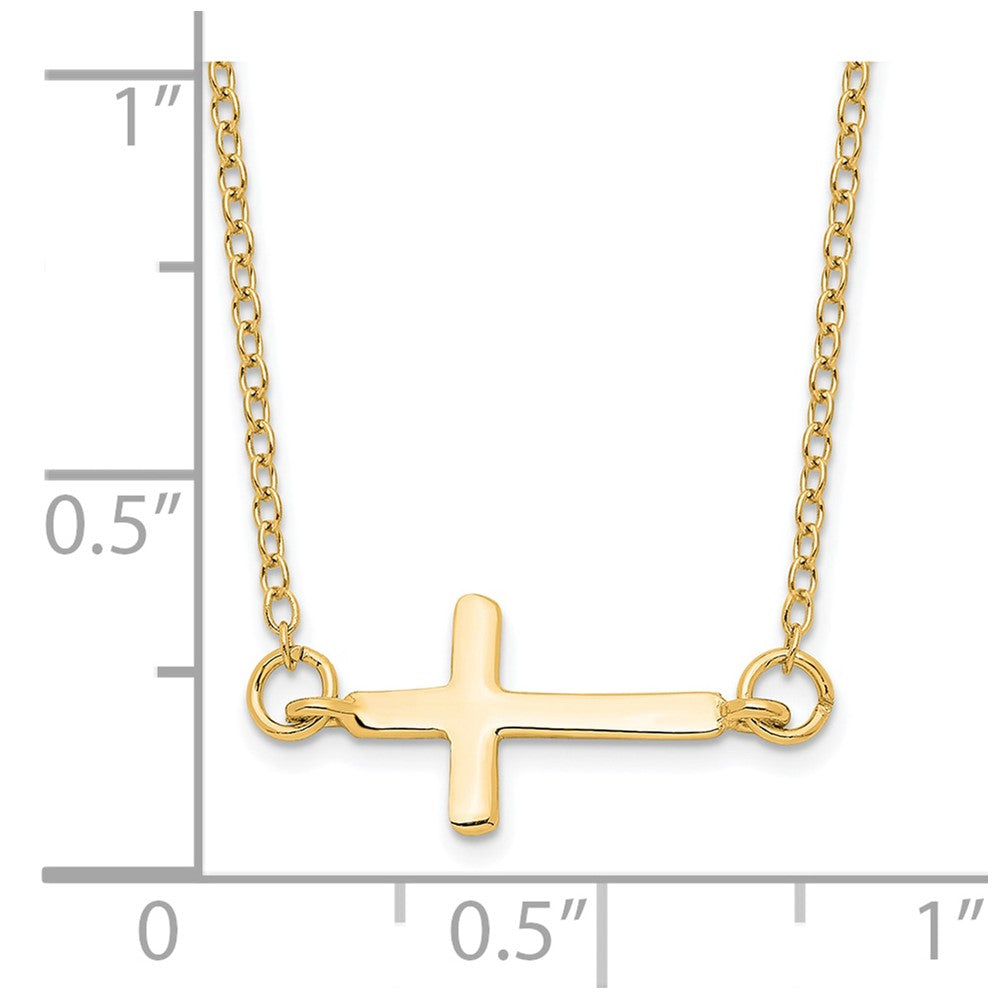 Sterling Silver Gold-plated w/ 2in ext. Sideways Cross Necklace
