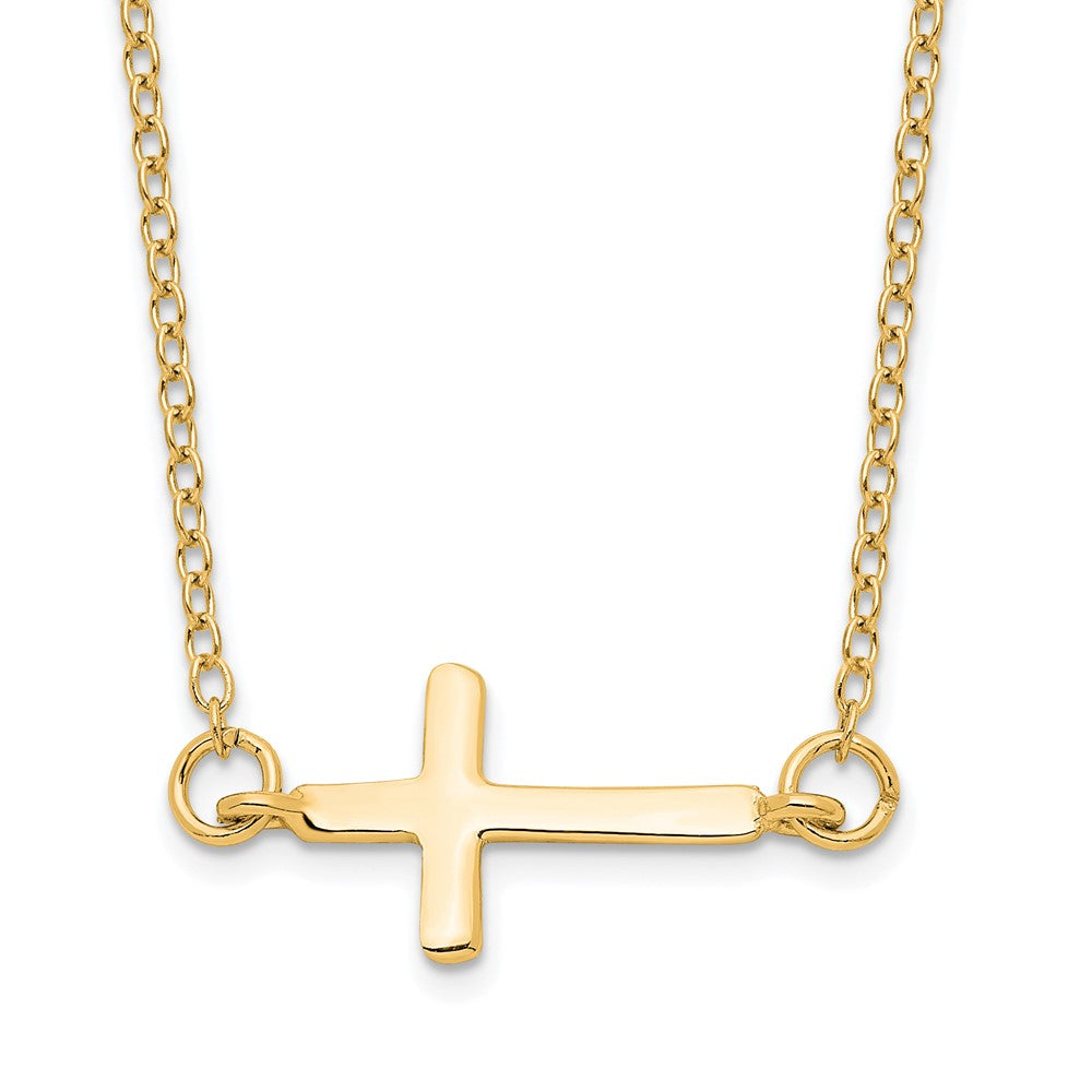 Sterling Silver Gold-plated w/ 2in ext. Sideways Cross Necklace