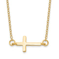 Sterling Silver Gold-plated w/ 2in ext. Sideways Cross Necklace
