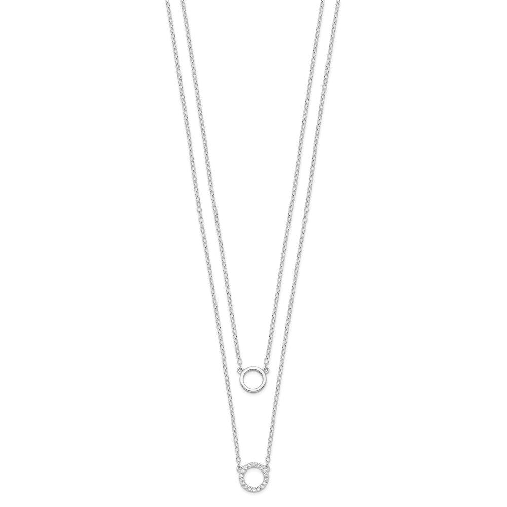Sterling Silver Rhodium-plated CZ Circles 15in W/2in ext Necklace