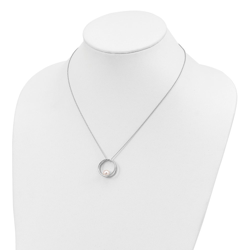 Sterling Silver RH 7-8mm White Round FWC Pearl Necklace