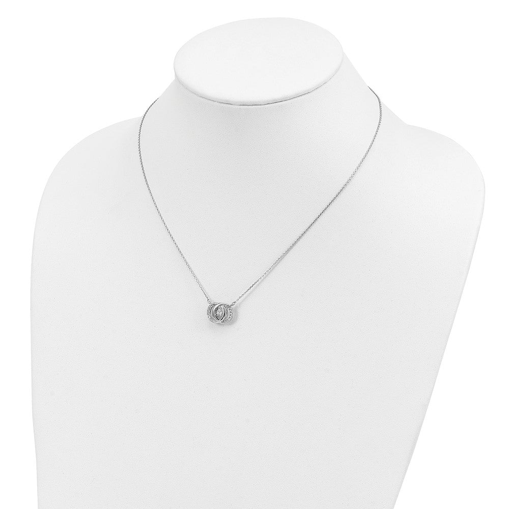 Sterling Silver Platinum-plate CZ w/two 1in ext. Necklace