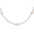 S Silver RH-pltd Semi-round 5-5.5mm FWC Pearl 5-Station 12 Inch Necklace