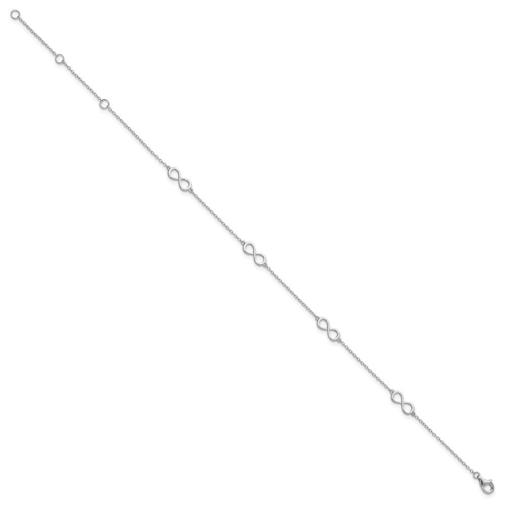 Sterling Silver Rhodium-plated Infinity Plus ext Anklet