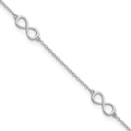 Sterling Silver Rhodium-plated Infinity Plus ext Anklet