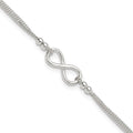 Sterling Silver 2-Strand Beaded Infinity Symbol Plus ext. Anklet