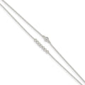 Sterling Silver 2-Strand Beaded CZ 9in Plus 1in Ext. Anklet