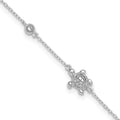 Sterling Silver Rhodium-plated CZ Turtle 9 + 2in Anklet