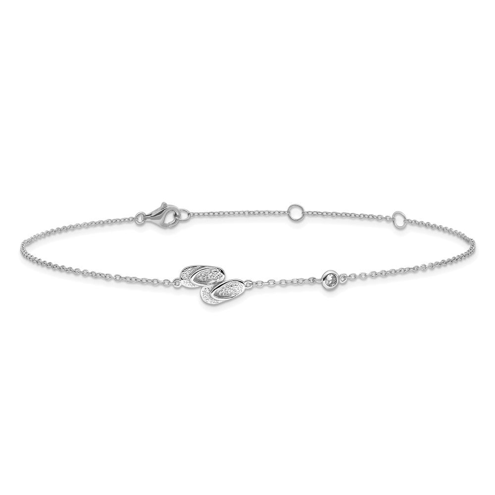 Sterling Silver Rhodium-plated CZ Flip Flops 9 +2in Anklet