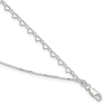Sterling Silver Polished Double Strand Hearts 9in Plus 1in ext Anklet