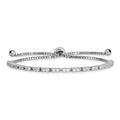 Sterling Silver Rhodium-plated April CZ Adjustable Bracelet