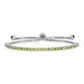 Sterling Silver Rhodium-plated August Light Green CZ Adjustable Bracelet