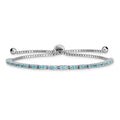 Sterling Silver Rhodium-plated December Blue CZ Adjustable Bracelet