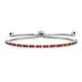 Sterling Silver Rhodium-plated July Red CZ Adjustable Bracelet